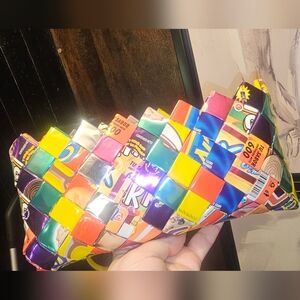 UPCYCLED Gum Candy Wrapper Colorful Clutch Wallet 4 x 8 Zip